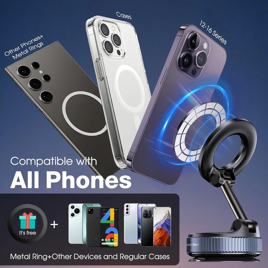 360° Magnetic Car Phone Mount with Nano Suction