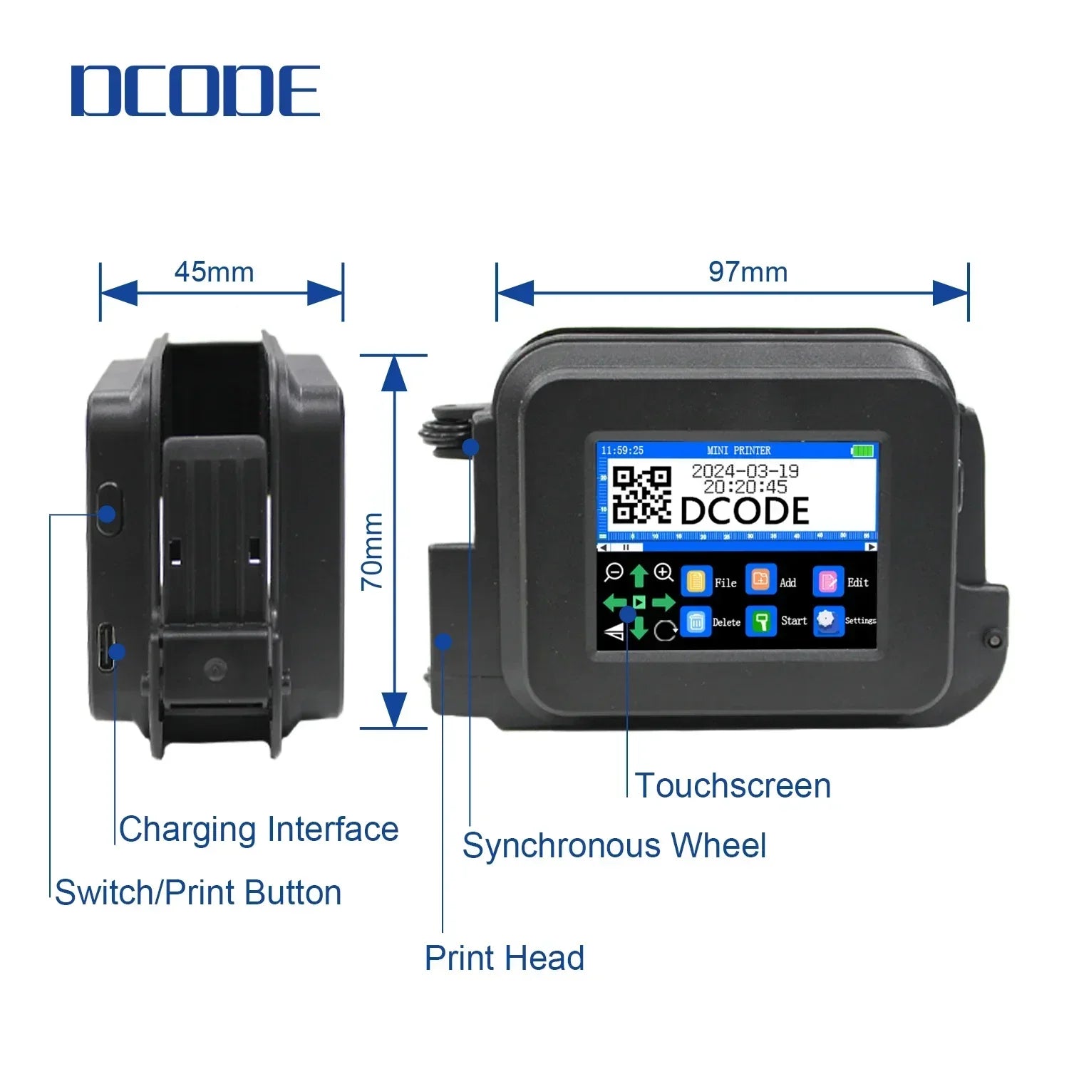 Portable Handheld Inkjet Mini Printer
