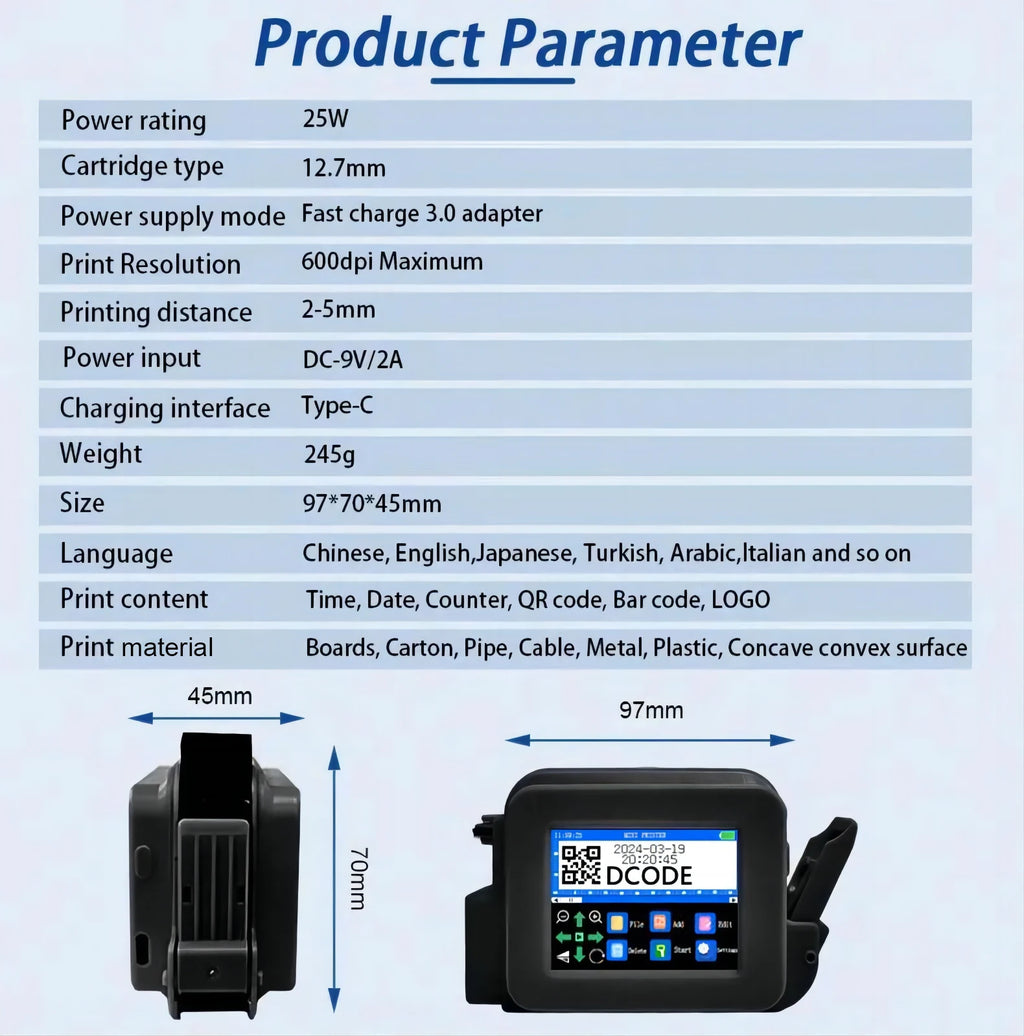 Portable Handheld Inkjet Mini Printer