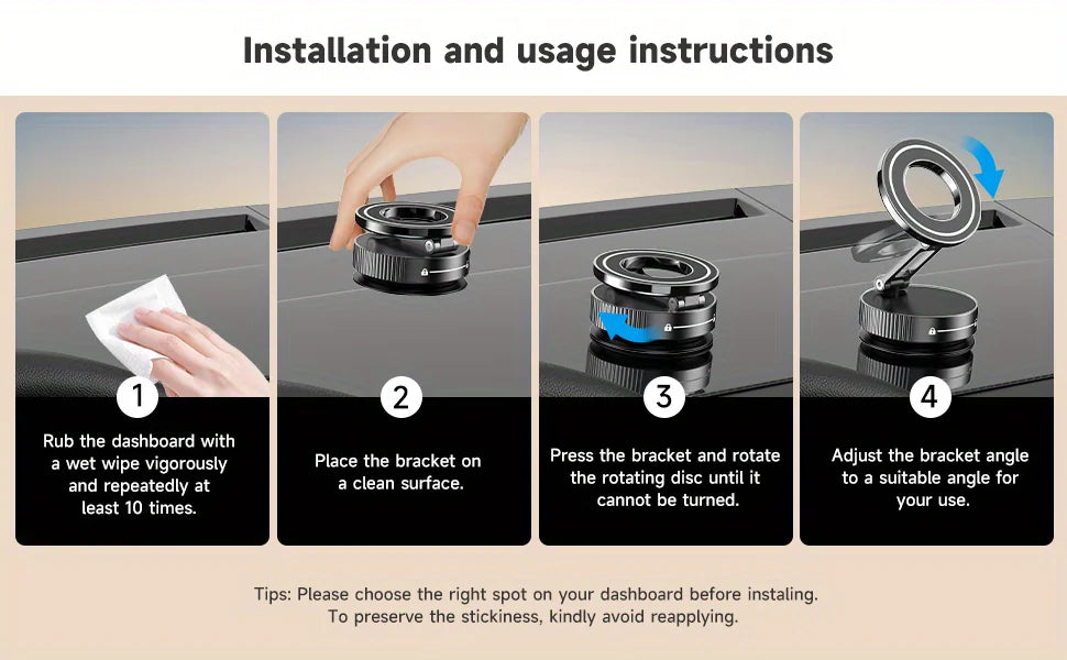 360° Magnetic Car Phone Mount with Nano Suction