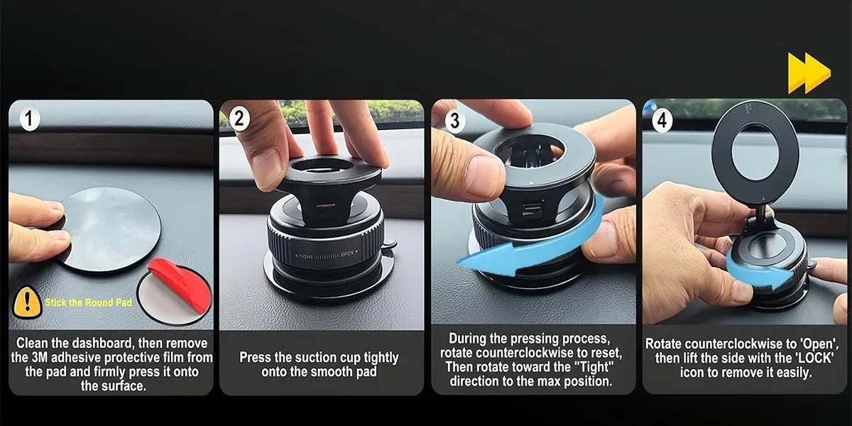 360° Magnetic Car Phone Mount with Nano Suction