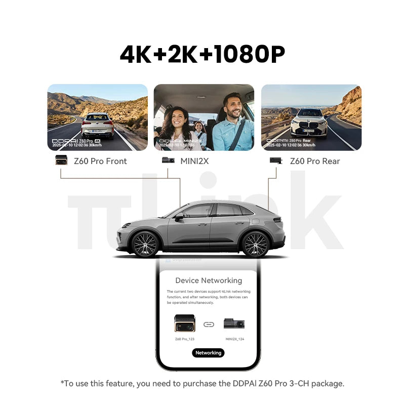 4K Smart Dash Cam with GPS, WiFi & Triple Camera